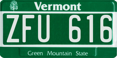 VT license plate ZFU616