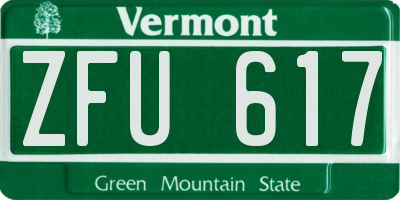 VT license plate ZFU617