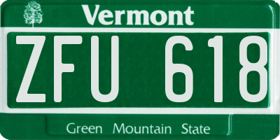 VT license plate ZFU618