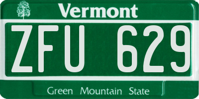 VT license plate ZFU629