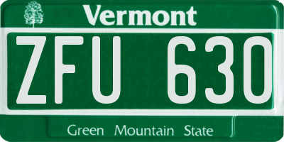 VT license plate ZFU630