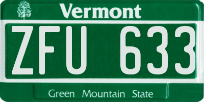 VT license plate ZFU633