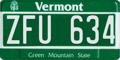 VT license plate ZFU634