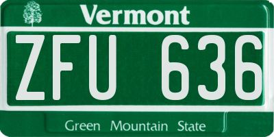 VT license plate ZFU636