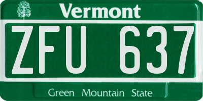 VT license plate ZFU637