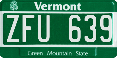 VT license plate ZFU639