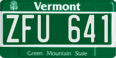 VT license plate ZFU641
