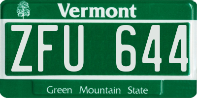 VT license plate ZFU644