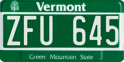 VT license plate ZFU645