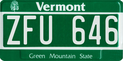VT license plate ZFU646