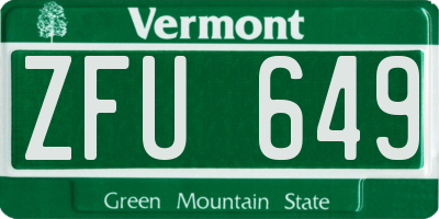VT license plate ZFU649