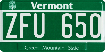 VT license plate ZFU650