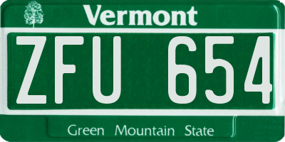 VT license plate ZFU654