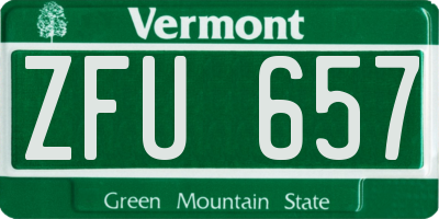 VT license plate ZFU657