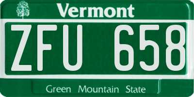 VT license plate ZFU658