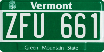 VT license plate ZFU661