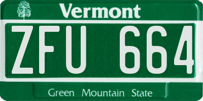 VT license plate ZFU664