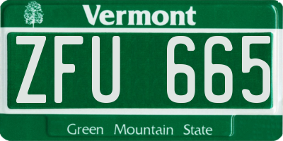 VT license plate ZFU665