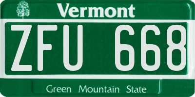 VT license plate ZFU668