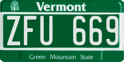 VT license plate ZFU669
