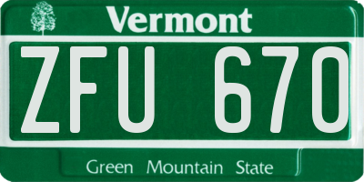VT license plate ZFU670