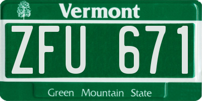 VT license plate ZFU671
