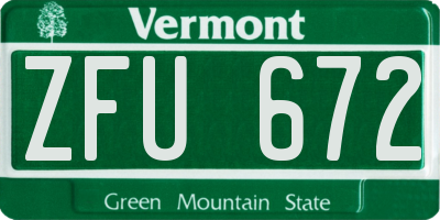 VT license plate ZFU672