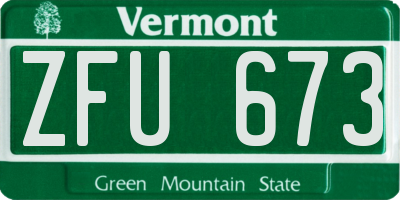 VT license plate ZFU673
