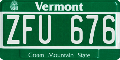 VT license plate ZFU676