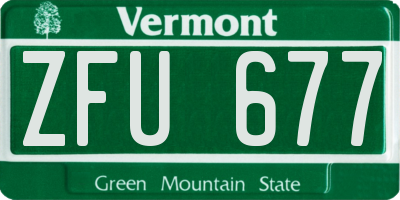 VT license plate ZFU677