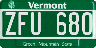 VT license plate ZFU680