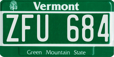 VT license plate ZFU684