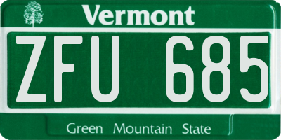 VT license plate ZFU685