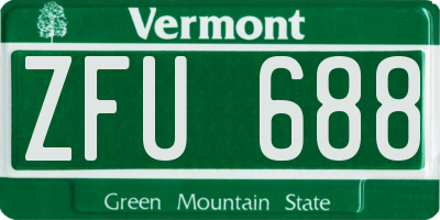 VT license plate ZFU688