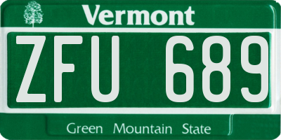 VT license plate ZFU689