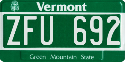 VT license plate ZFU692