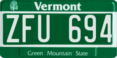 VT license plate ZFU694