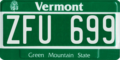 VT license plate ZFU699