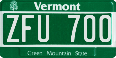 VT license plate ZFU700