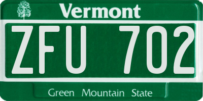 VT license plate ZFU702