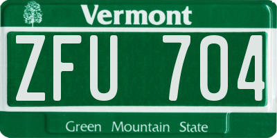 VT license plate ZFU704