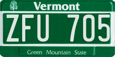 VT license plate ZFU705