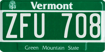 VT license plate ZFU708