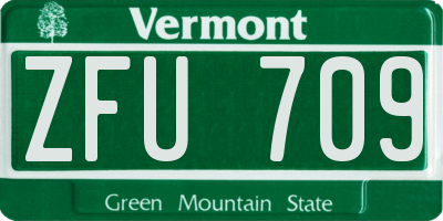 VT license plate ZFU709