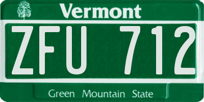 VT license plate ZFU712