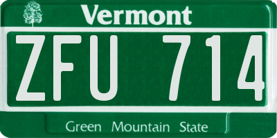 VT license plate ZFU714