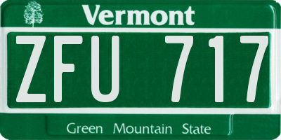VT license plate ZFU717