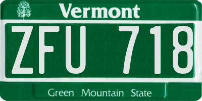 VT license plate ZFU718