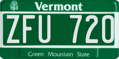 VT license plate ZFU720