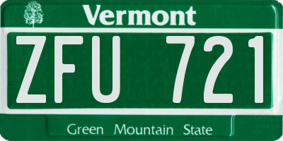 VT license plate ZFU721